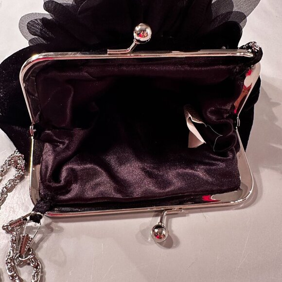 Velvet Flower Crossbody Evening Coin Purses Party Clutch Vintage Handbag Black - Picture 11 of 15